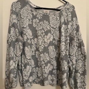 KNOX ROSE Grey / White Floral sweater